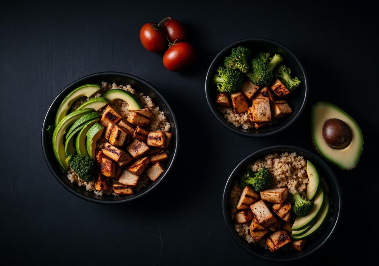 Healthy high-protein meal prep bowls